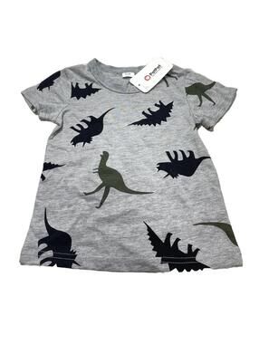 Boys Gray Dinosaur Cotton T-Shirt Size 3–4 Years, Short Sleeve, New